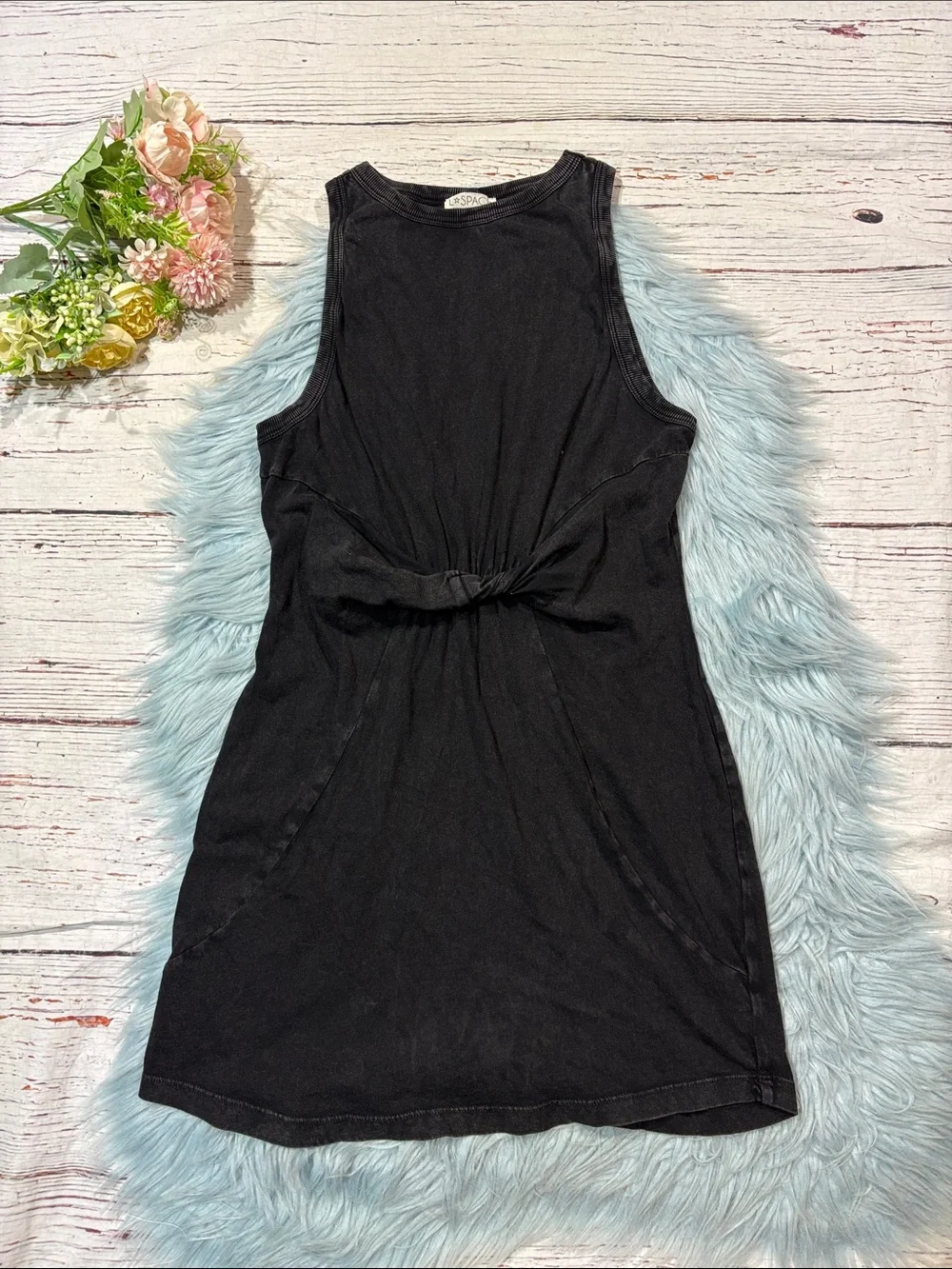 L Space Womens Black Seaview Knot Detail Cotton Minidress